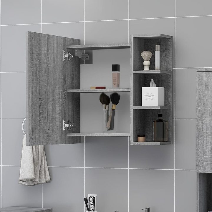 Stylish Sonoma Oak Bathroom Mirror Cabinet - Grey, 62.5 x 20.5 x 64cm | Space-Saving & Modern Design - Premium  from Home Treasures - Just £61.99! Shop now at Home Treasures