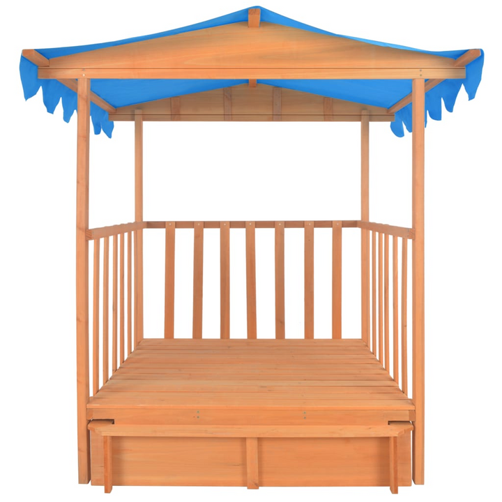 Children's Wooden Playhouse with Sandbox & UV50 Canopy - Fir Wood, Blue - Premium  from Home Treasures - Just £202.99! Shop now at Home Treasures