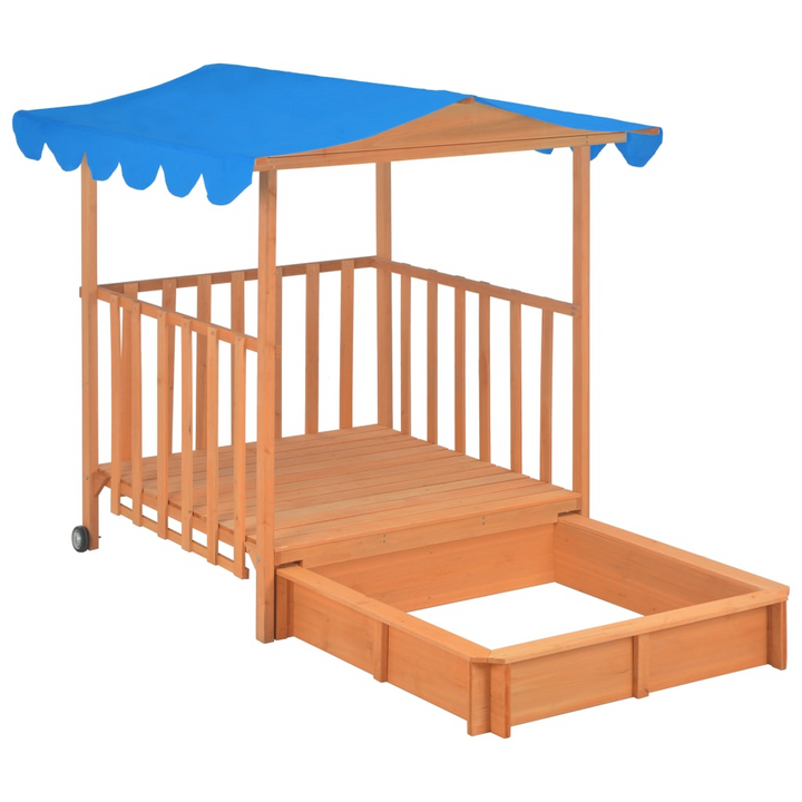 Children's Wooden Playhouse with Sandbox & UV50 Canopy - Fir Wood, Blue - Premium  from Home Treasures - Just £202.99! Shop now at Home Treasures