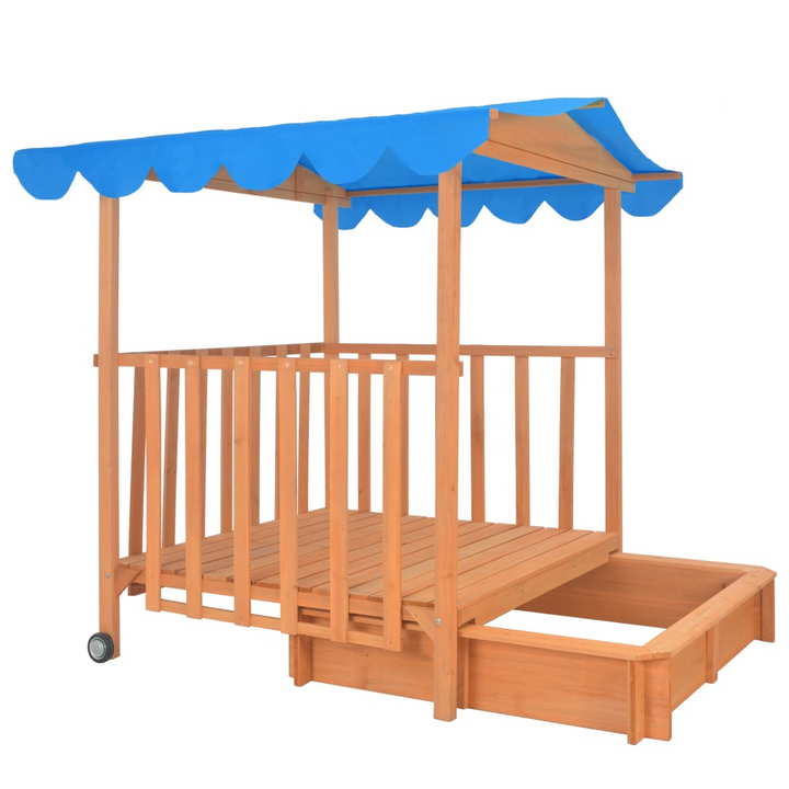 Children's Wooden Playhouse with Sandbox & UV50 Canopy - Fir Wood, Blue - Premium  from Home Treasures - Just £202.99! Shop now at Home Treasures