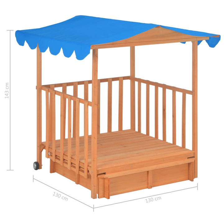 Children's Wooden Playhouse with Sandbox & UV50 Canopy - Fir Wood, Blue - Premium  from Home Treasures - Just £202.99! Shop now at Home Treasures