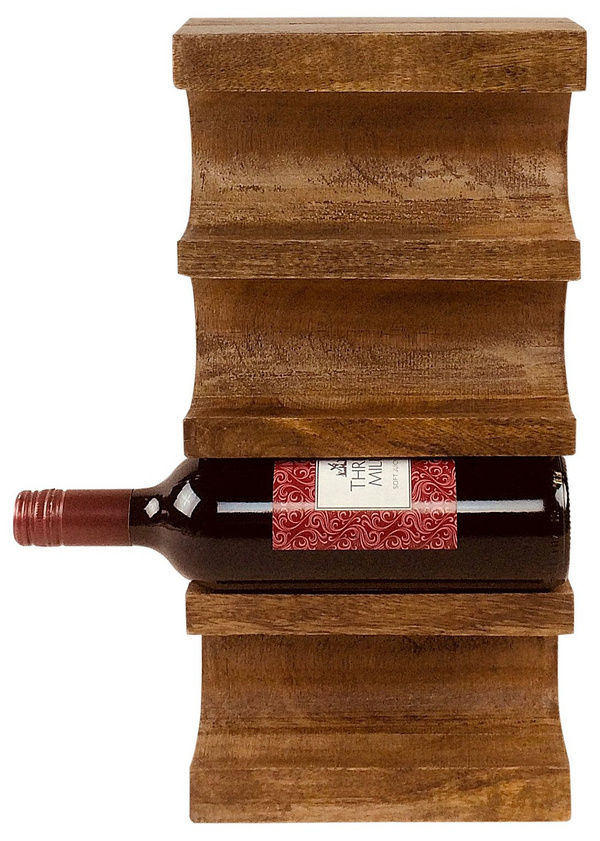 Wall Mounted Wooden Wine Rack | Varnished Mango Wood | Holds 4 Bottles - Premium  from Home Treasures - Just £34.99! Shop now at Home Treasures