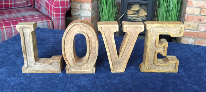 Hand Carved Wooden Embossed Letters Love - Rustic Decor for Baby's Room, Wedding Gifts, and More - Premium  from Home Treasures - Just £36.99! Shop now at Home Treasures