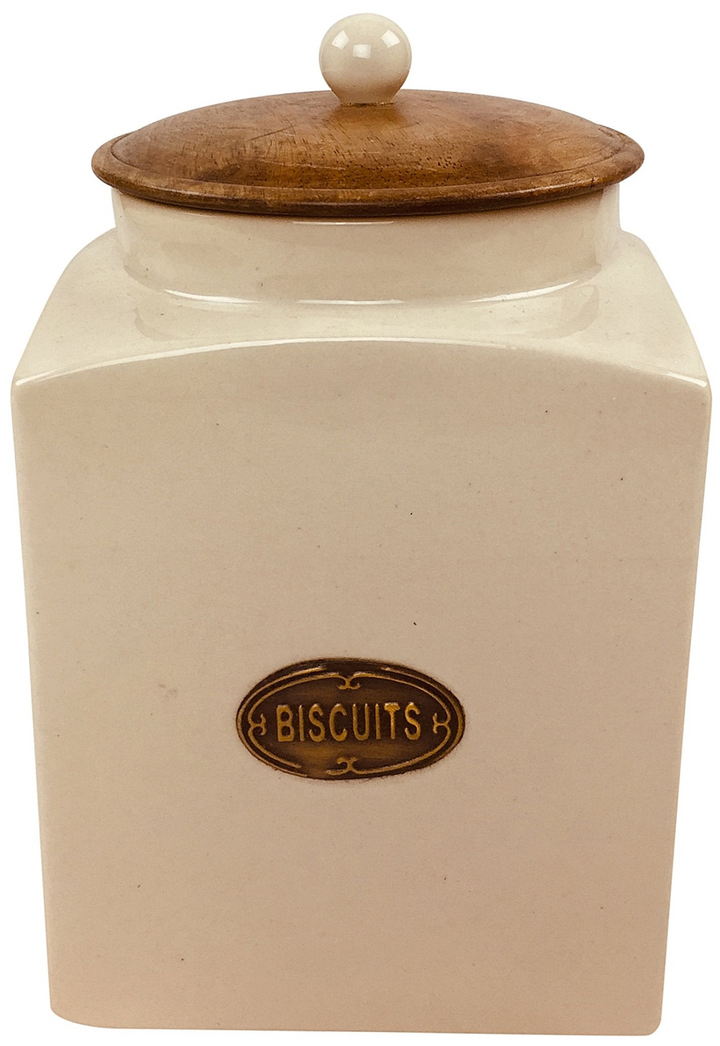 Elegant Cream Ceramic Biscuit Jar with Airtight Seal - Perfect for Kitchen Storage & Gift Giving - Premium  from Home Treasures - Just £25.99! Shop now at Home Treasures