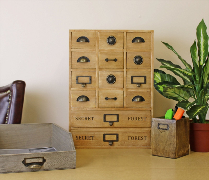 Elegant Wooden Drawer Storage Unit with 14 Trinket Drawers - Perfect for Office & Bedroom Organization - Premium  from Home Treasures - Just £27.99! Shop now at Home Treasures