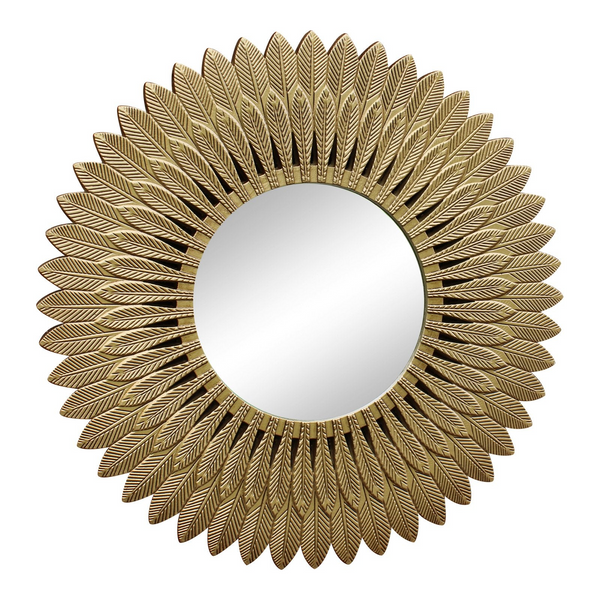 Large Gold Feather Design Decorative Mirror | Contemporary Art Deco Style - Premium  from Home Treasures - Just £36.99! Shop now at Home Treasures