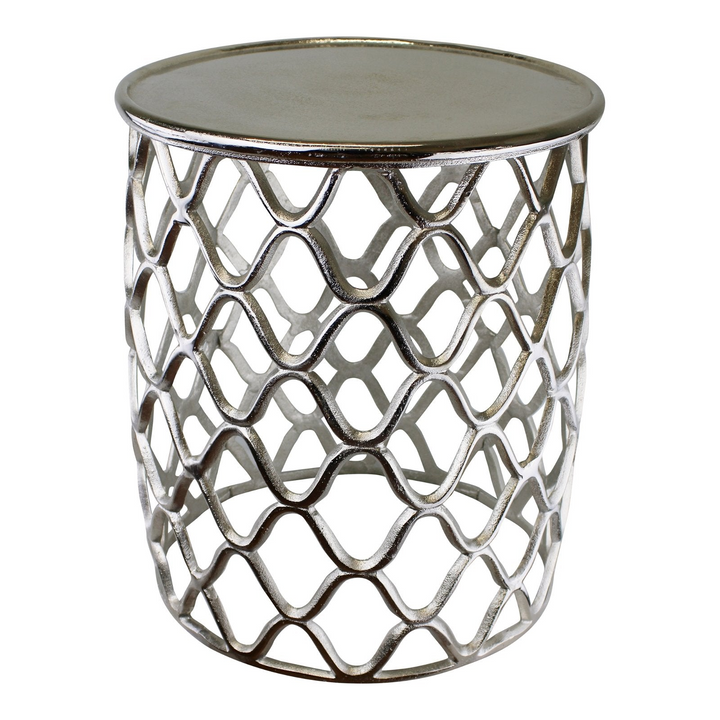 Elegant Decorative Metal Side Table in Silver - Stylish Design for Living Room & Hallway - Premium  from Home Treasures - Just £162.99! Shop now at Home Treasures