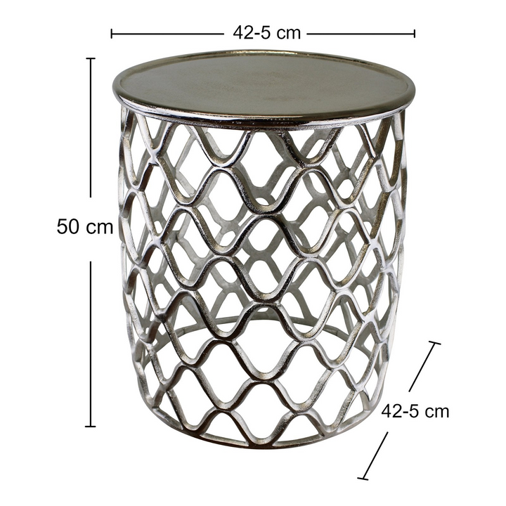 Elegant Decorative Metal Side Table in Silver - Stylish Design for Living Room & Hallway - Premium  from Home Treasures - Just £162.99! Shop now at Home Treasures