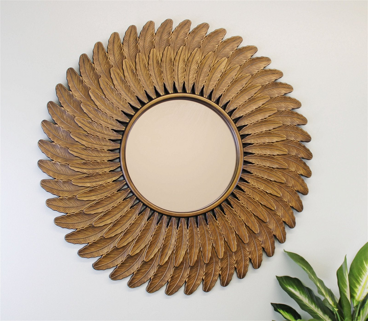 Bronze Effect Feather Frame Mirror - Luxurious Wall Decor - Premium  from Home Treasures - Just £45.99! Shop now at Home Treasures