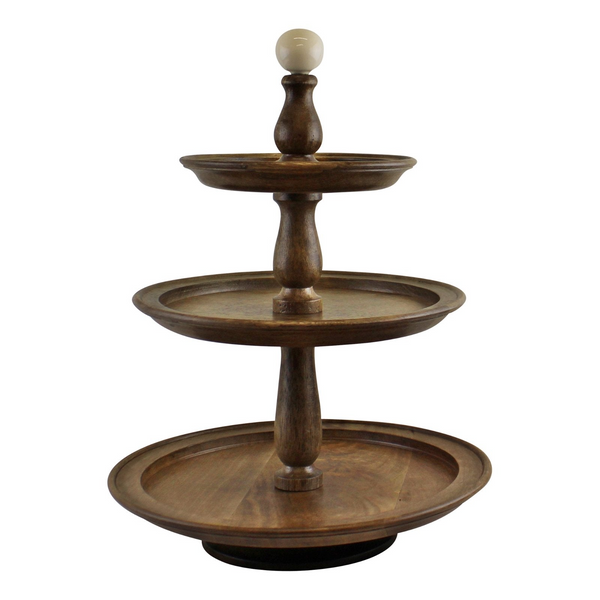 Country Cottage 3 Tier Mango Wood Cake Stand - Beautiful Wooden Cake Display Stand - Premium  from Home Treasures - Just £40.99! Shop now at Home Treasures