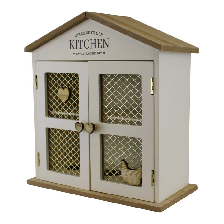 Rustic Wooden Egg House - Cosy Egg Storage with Heart Handles & Mesh Doors - Premium  from Home Treasures - Just £19.99! Shop now at Home Treasures