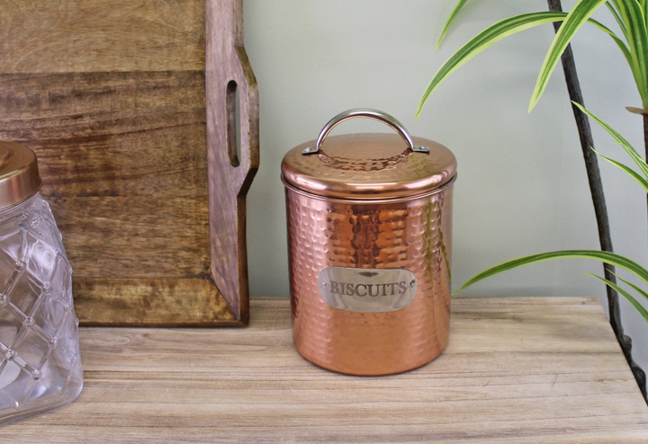 Hammered Copper Biscuit Tin, 17x14cm | Stylish & Functional Biscuit Storage - Premium  from Home Treasures - Just £24.99! Shop now at Home Treasures