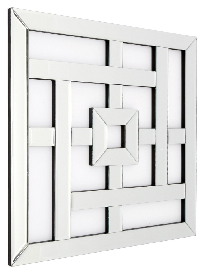 Elegant Geometric Mirrored Wall Decoration – Beveled Edges & Metal Frame | 40cm x 40cm - Premium  from Home Treasures - Just £37.99! Shop now at Home Treasures