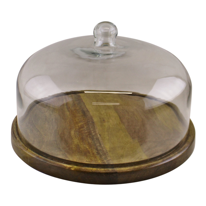 Elegant Mango Wood Cake Stand With Glass Dome - Preserve Your Baking Creations - Premium  from Home Treasures - Just £44.99! Shop now at Home Treasures