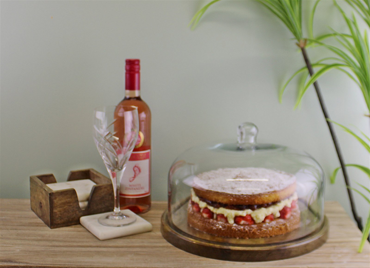 Elegant Mango Wood Cake Stand With Glass Dome - Preserve Your Baking Creations - Premium  from Home Treasures - Just £44.99! Shop now at Home Treasures