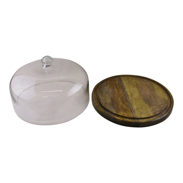 Elegant Mango Wood Cake Stand With Glass Dome - Preserve Your Baking Creations - Premium  from Home Treasures - Just £44.99! Shop now at Home Treasures