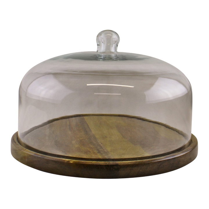 Elegant Mango Wood Cake Stand With Glass Dome - Preserve Your Baking Creations - Premium  from Home Treasures - Just £44.99! Shop now at Home Treasures