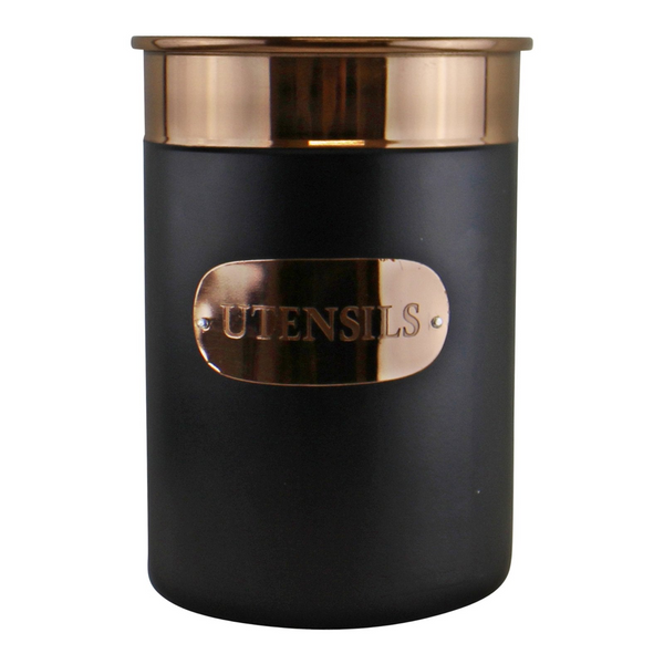 Elegant Black & Copper Utensil Pot - High-Quality Stainless Steel for Modern Kitchens - Premium  from Home Treasures - Just £18.99! Shop now at Home Treasures