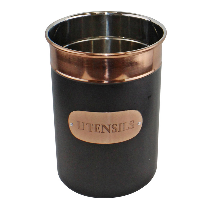 Elegant Black & Copper Utensil Pot - High-Quality Stainless Steel for Modern Kitchens - Premium  from Home Treasures - Just £18.99! Shop now at Home Treasures