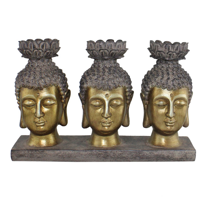 Elegant Triple Candle Holder with Buddha Design - 100% Polyresin - Ideal for Home Decor & Meditation - Premium  from Home Treasures - Just £8.99! Shop now at Home Treasures