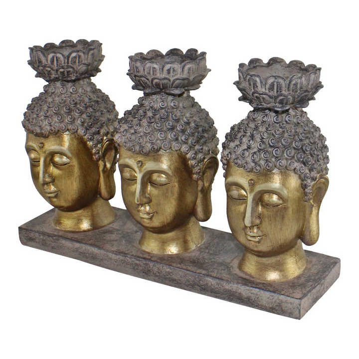 Elegant Triple Candle Holder with Buddha Design - 100% Polyresin - Ideal for Home Decor & Meditation - Premium  from Home Treasures - Just £8.99! Shop now at Home Treasures