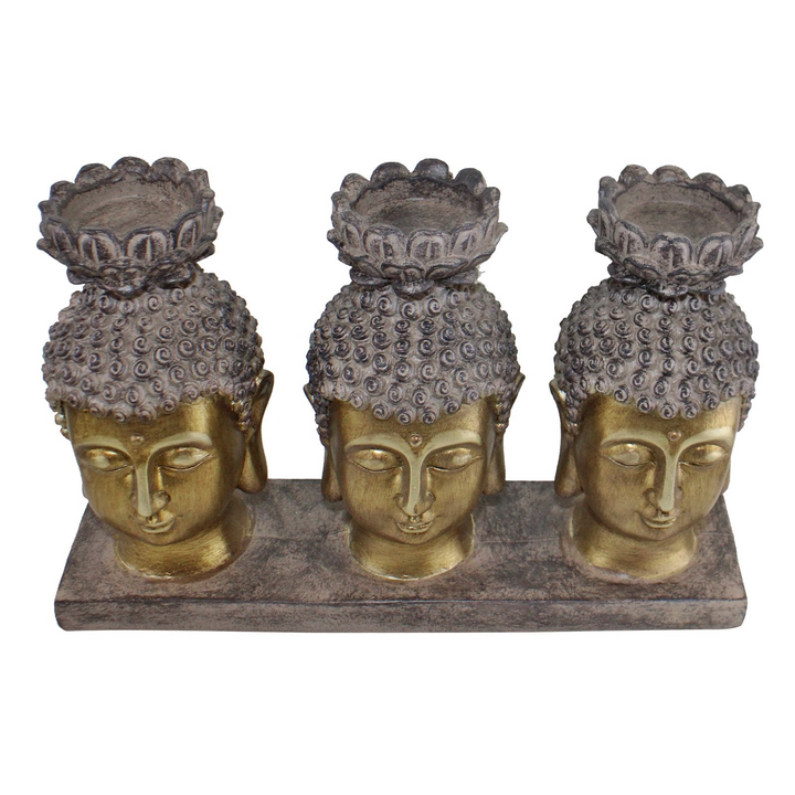 Elegant Triple Candle Holder with Buddha Design - 100% Polyresin - Ideal for Home Decor & Meditation - Premium  from Home Treasures - Just £8.99! Shop now at Home Treasures