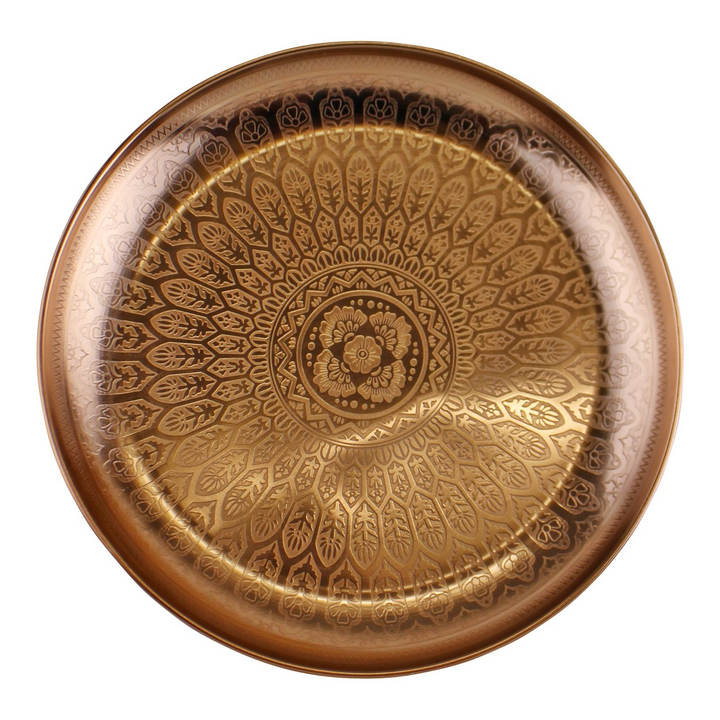 Elegant Decorative Copper Metal Tray with Etched Design - Perfect Home Decor Addition - Premium  from Home Treasures - Just £18.99! Shop now at Home Treasures