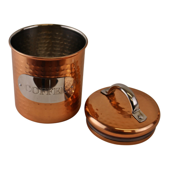 Elegant Hammered Copper Tea, Coffee & Sugar Canisters - Set of 3 | 100% Stainless Steel | Airtight Seal for Freshness - Premium  from Home Treasures - Just £36.99! Shop now at Home Treasures