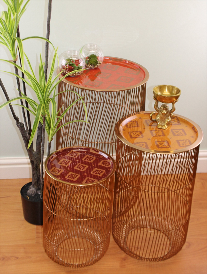 Kasbah Wire Tables, Set of 3 - Moroccan Inspired Iron Side Tables with Removable Tray Tops - Premium  from Home Treasures - Just £125.99! Shop now at Home Treasures