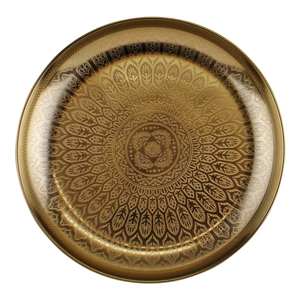 Kasbah Design Decorative Gold Metal Tray - Beautifully Etched Ornamental Tray for Home Decor - Premium  from Home Treasures - Just £18.99! Shop now at Home Treasures