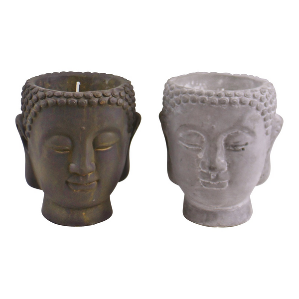 Set of 2 Medium Cement Buddha Design Candles - Sandalwood Fragrance | Zen Decor & Relaxation - Premium  from Home Treasures - Just £19.99! Shop now at Home Treasures