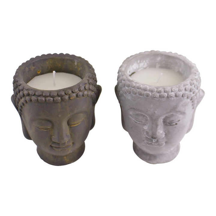 Set of 2 Medium Cement Buddha Design Candles - Sandalwood Fragrance | Zen Decor & Relaxation - Premium  from Home Treasures - Just £19.99! Shop now at Home Treasures