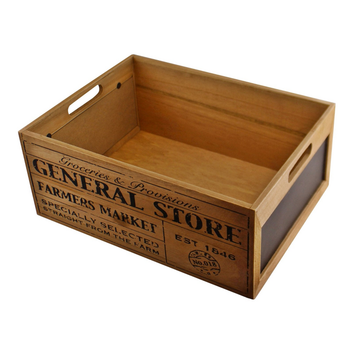 Vintage Style Set of 3 General Store Chalkboard Wooden Storage Crates - Rustic Kitchen and Pantry Organizers - Premium  from Home Treasures - Just £42.99! Shop now at Home Treasures