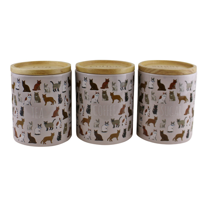 Ceramic Cat Design Tea, Coffee & Sugar Canisters - Charming Kitchen Storage - Premium  from Home Treasures - Just £11.99! Shop now at Home Treasures