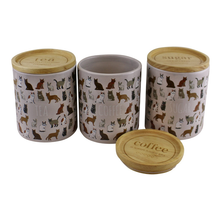 Ceramic Cat Design Tea, Coffee & Sugar Canisters - Charming Kitchen Storage - Premium  from Home Treasures - Just £11.99! Shop now at Home Treasures