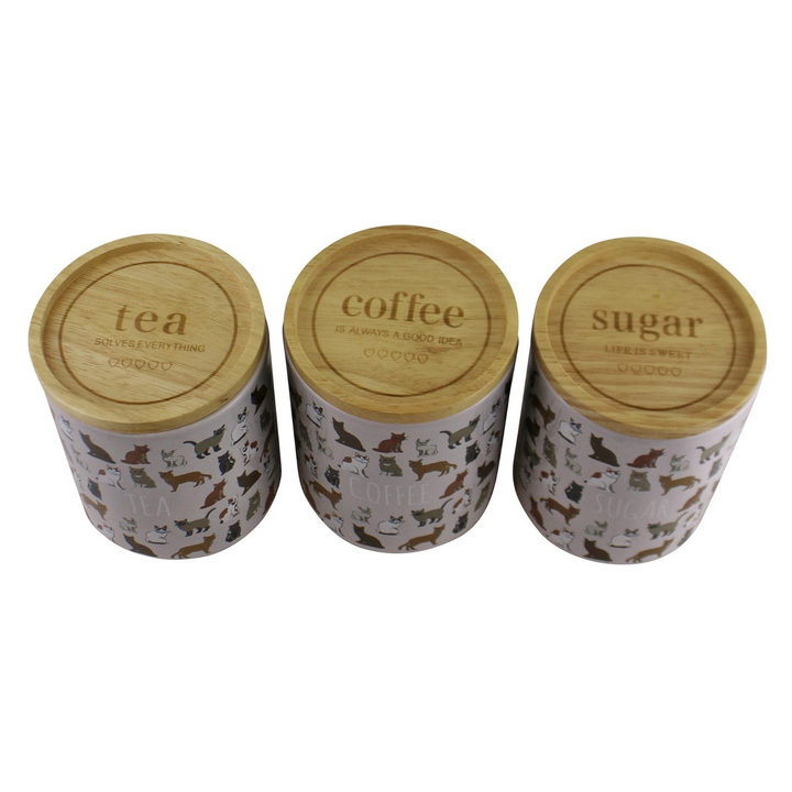 Ceramic Cat Design Tea, Coffee & Sugar Canisters - Charming Kitchen Storage - Premium  from Home Treasures - Just £11.99! Shop now at Home Treasures