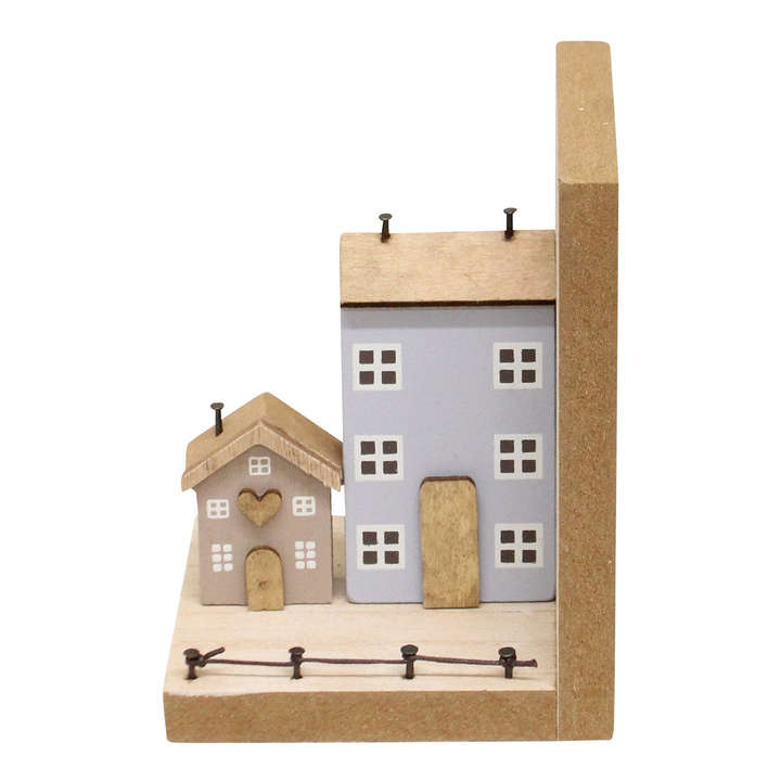 Pair of Wooden House Design Bookends - Premium  from Home Treasures - Just £18.99! Shop now at Home Treasures