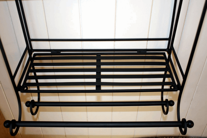 Elegant Black Diamond Bathroom Shelf Unit - Wall Mounted, Metal, 24 x 63 x 38cm - Shabby Chic Design with Towel Rails - Premium  from Home Treasures - Just £40.99! Shop now at Home Treasures