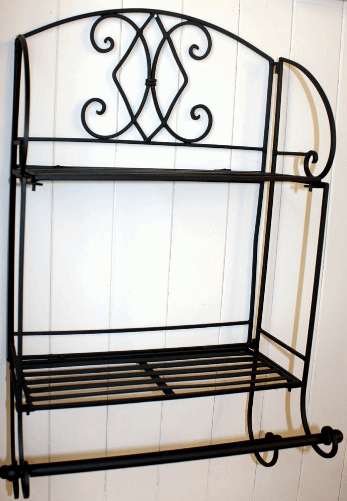 Elegant Black Diamond Bathroom Shelf Unit - Wall Mounted, Metal, 24 x 63 x 38cm - Shabby Chic Design with Towel Rails - Premium  from Home Treasures - Just £40.99! Shop now at Home Treasures