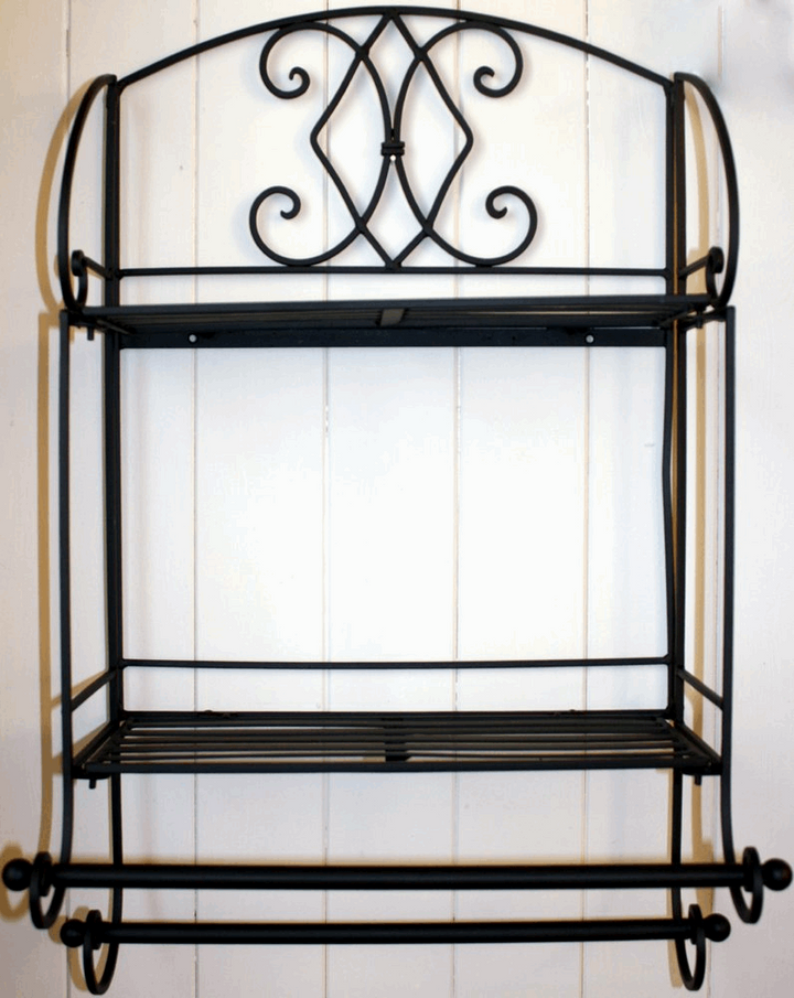 Elegant Black Diamond Bathroom Shelf Unit - Wall Mounted, Metal, 24 x 63 x 38cm - Shabby Chic Design with Towel Rails - Premium  from Home Treasures - Just £40.99! Shop now at Home Treasures