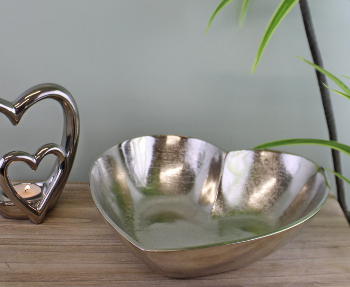 Silver Metal Heart Shaped Decorative Bowl - Elegant Home Decor - Premium  from Home Treasures - Just £28.99! Shop now at Home Treasures