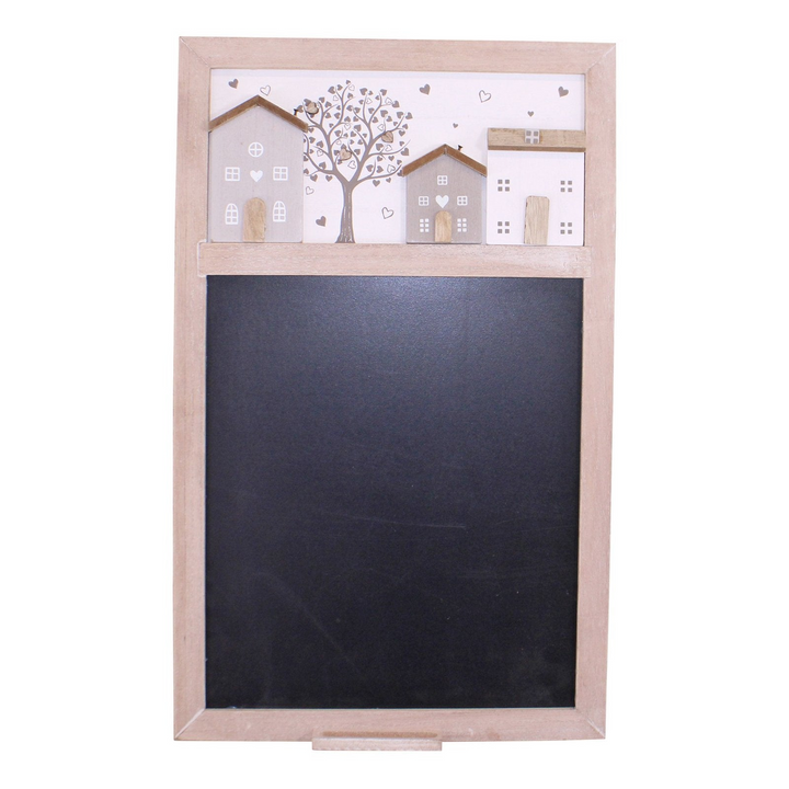 Charming Wooden Houses Design Wall Mounted Blackboard with Chalk Holder - Paulownia Wood and MDF - Perfect for Home & Office Decor - Premium  from Home Treasures - Just £21.99! Shop now at Home Treasures