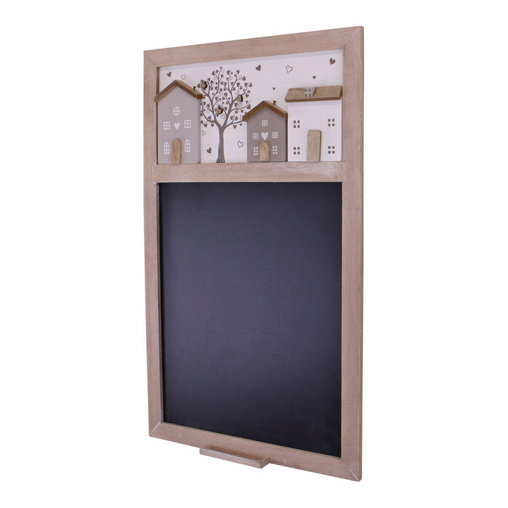 Charming Wooden Houses Design Wall Mounted Blackboard with Chalk Holder - Paulownia Wood and MDF - Perfect for Home & Office Decor - Premium  from Home Treasures - Just £21.99! Shop now at Home Treasures