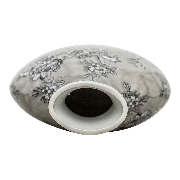 Elegant Peony Grey & White Bottle Vase - Hand Painted Floral Accent Design - Premium  from Home Treasures - Just £27.99! Shop now at Home Treasures