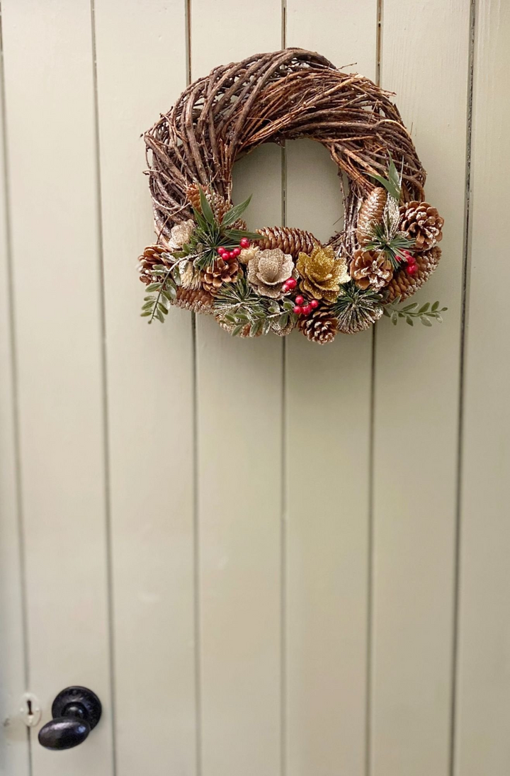 Twisted Pine & Berry Botanical Christmas Wreath 35cm - Premium  from Home Treasures - Just £40.99! Shop now at Home Treasures