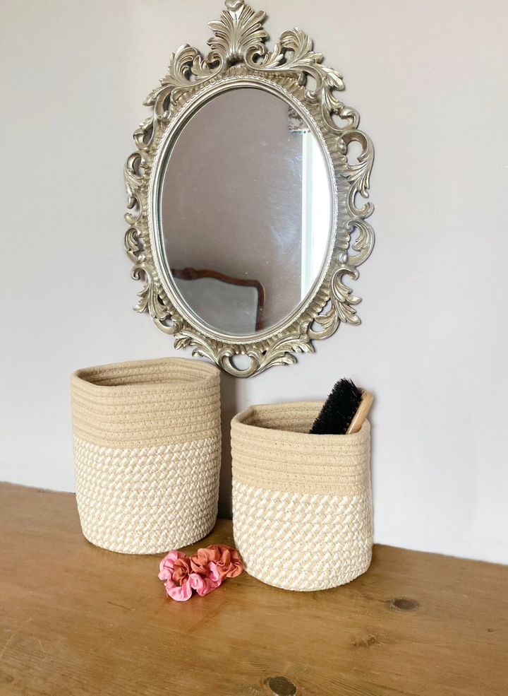 Set Of Two Cotton Rope Baskets - Elegant & Versatile Storage Solutions for Home & Office - Premium  from Home Treasures - Just £19.99! Shop now at Home Treasures