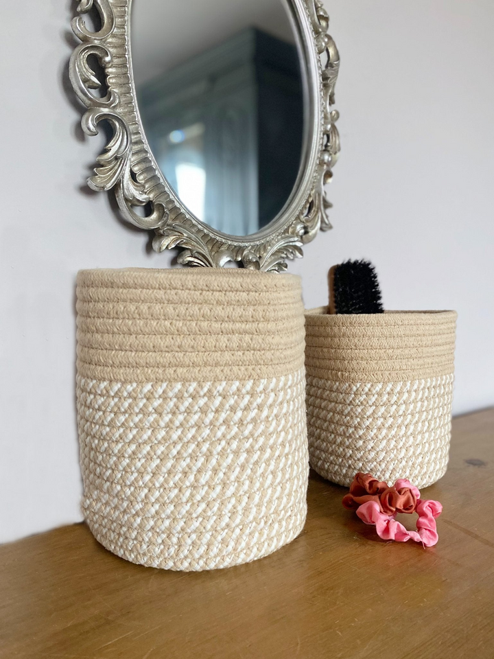 Set Of Two Cotton Rope Baskets - Elegant & Versatile Storage Solutions for Home & Office - Premium  from Home Treasures - Just £19.99! Shop now at Home Treasures