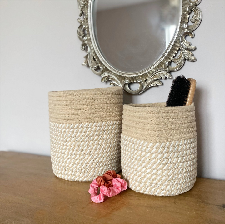 Set Of Two Cotton Rope Baskets - Elegant & Versatile Storage Solutions for Home & Office - Premium  from Home Treasures - Just £19.99! Shop now at Home Treasures