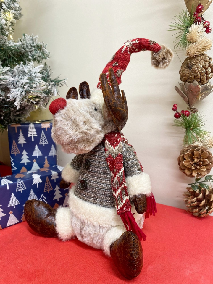 Charming Sitting Reindeer With Knitted Coat - Perfect Festive Decor for Your Home - Premium  from Home Treasures - Just £20.99! Shop now at Home Treasures