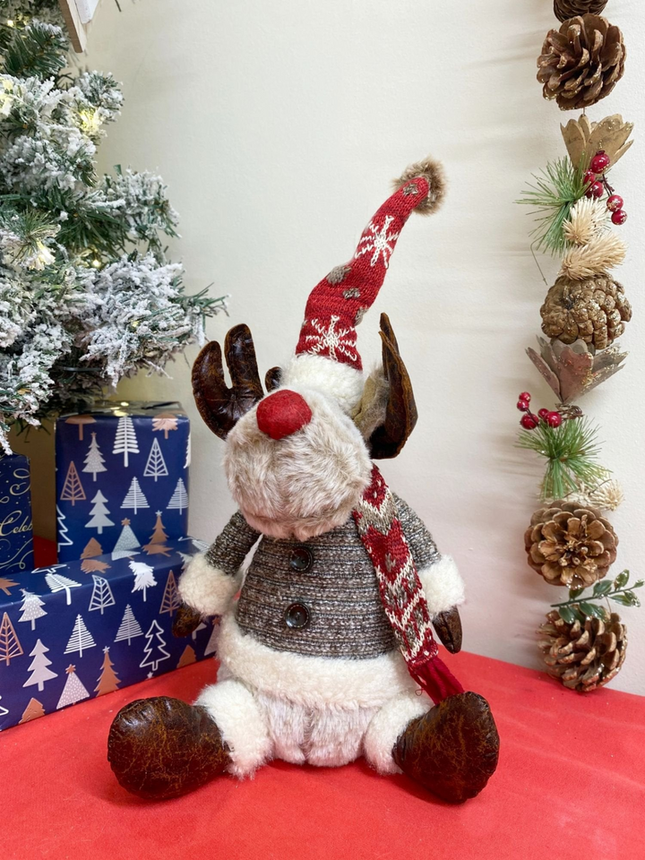 Charming Sitting Reindeer With Knitted Coat - Perfect Festive Decor for Your Home - Premium  from Home Treasures - Just £20.99! Shop now at Home Treasures